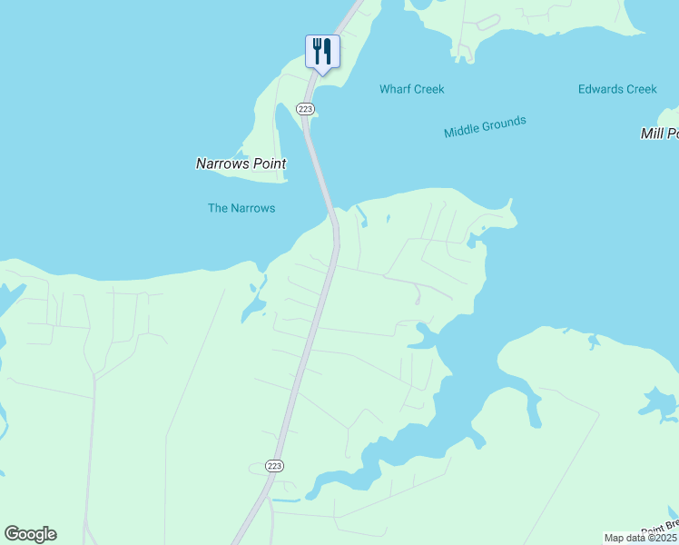 map of restaurants, bars, coffee shops, grocery stores, and more near 24 Mill Point Road in Hudgins