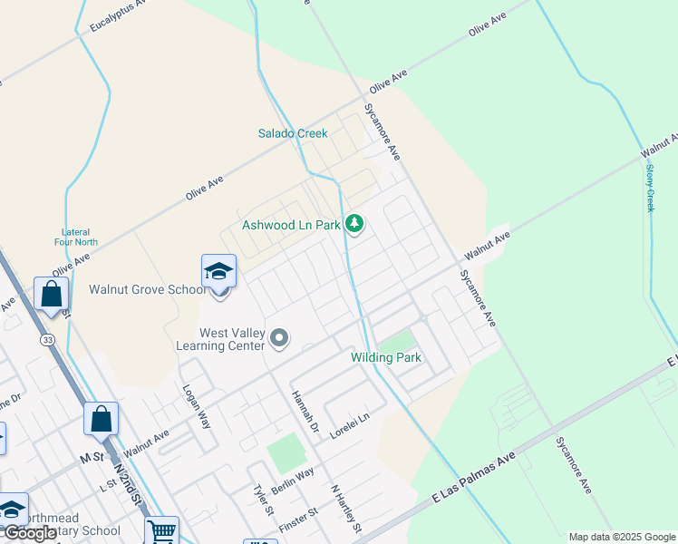 map of restaurants, bars, coffee shops, grocery stores, and more near 636 Belmont Drive in Patterson