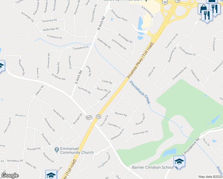 map of restaurants, bars, coffee shops, grocery stores, and more near 147 Rosegill Road in Richmond
