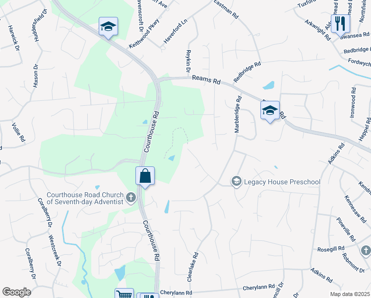 map of restaurants, bars, coffee shops, grocery stores, and more near 404 Queensway Road in Richmond