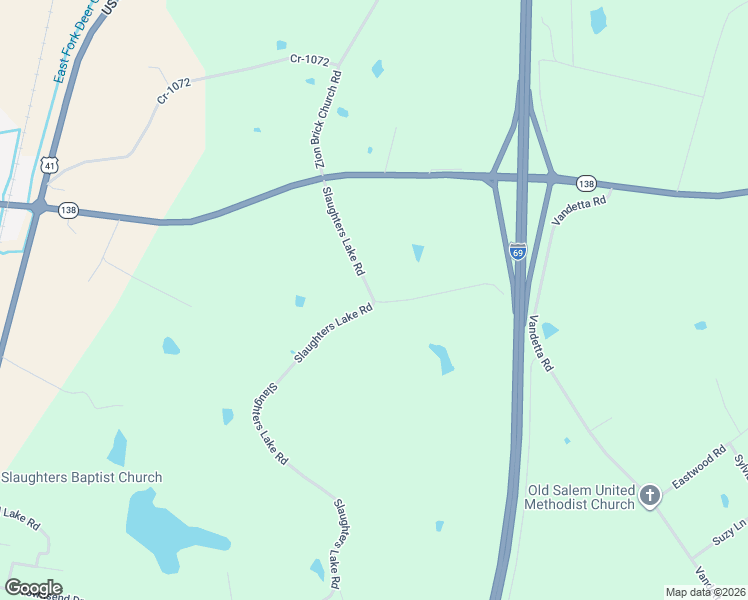 map of restaurants, bars, coffee shops, grocery stores, and more near 3372 Slaughters Lake Road in Slaughters