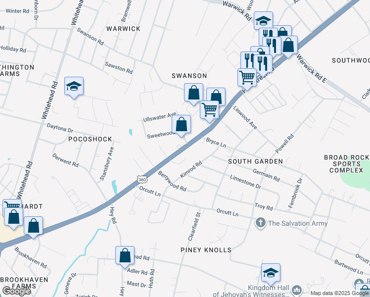 map of restaurants, bars, coffee shops, grocery stores, and more near 5735 Hull Street Road in Richmond