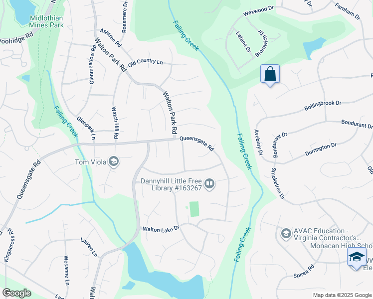 map of restaurants, bars, coffee shops, grocery stores, and more near 811 Hollypark Drive in Midlothian