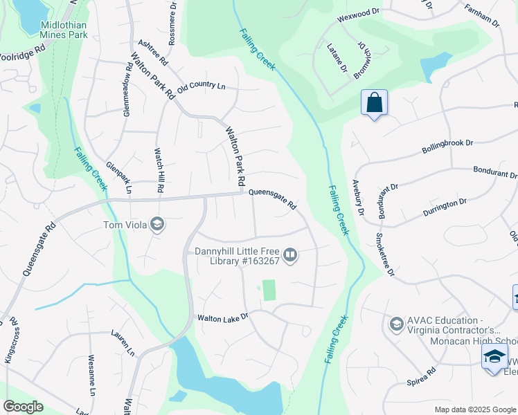 map of restaurants, bars, coffee shops, grocery stores, and more near 811 Hollypark Drive in Midlothian