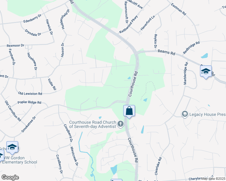 map of restaurants, bars, coffee shops, grocery stores, and more near 10001 Elm Crest Drive in Richmond