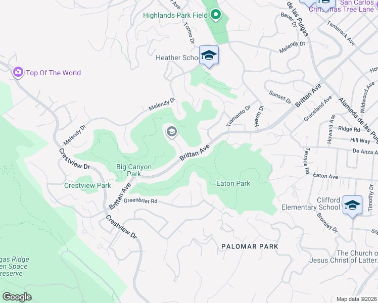 map of restaurants, bars, coffee shops, grocery stores, and more near 3028 Brittan Avenue in San Carlos