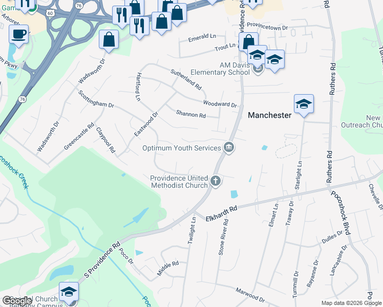 map of restaurants, bars, coffee shops, grocery stores, and more near 8401 Scottingham Court in Richmond