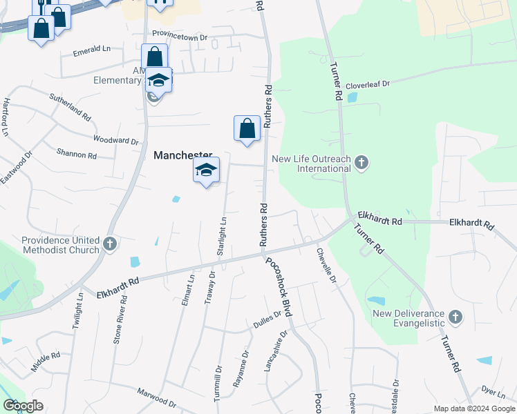 map of restaurants, bars, coffee shops, grocery stores, and more near 1010 Ruthers Road in Richmond