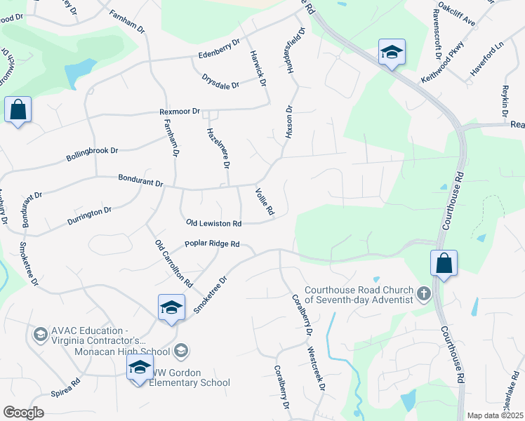 map of restaurants, bars, coffee shops, grocery stores, and more near 106 Vollie Rd in Richmond