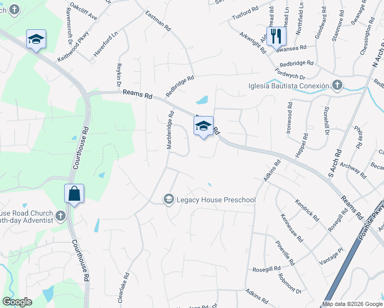map of restaurants, bars, coffee shops, grocery stores, and more near 325 Brickland Road in Chesterfield County