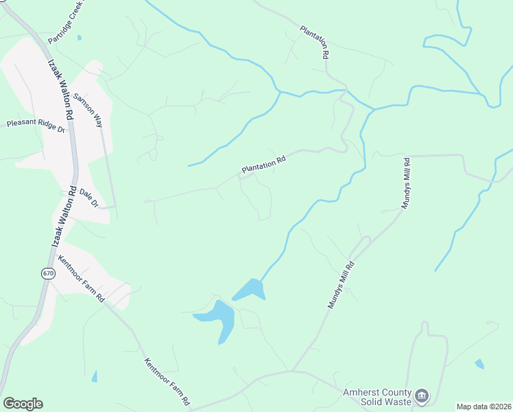 map of restaurants, bars, coffee shops, grocery stores, and more near Plantation Road in Amherst County