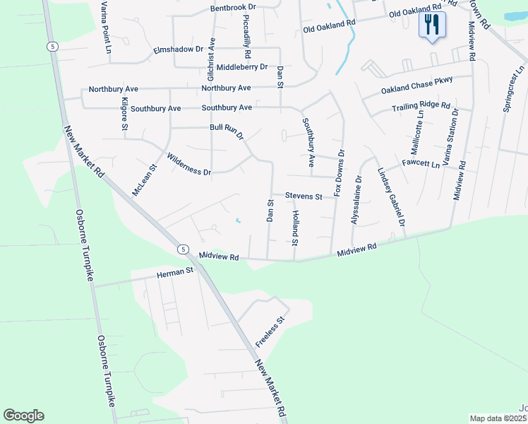 map of restaurants, bars, coffee shops, grocery stores, and more near 6906 Dan Street in Richmond