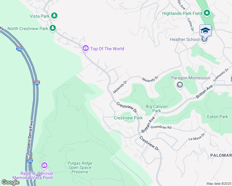 map of restaurants, bars, coffee shops, grocery stores, and more near 3395 Melendy Drive in San Carlos