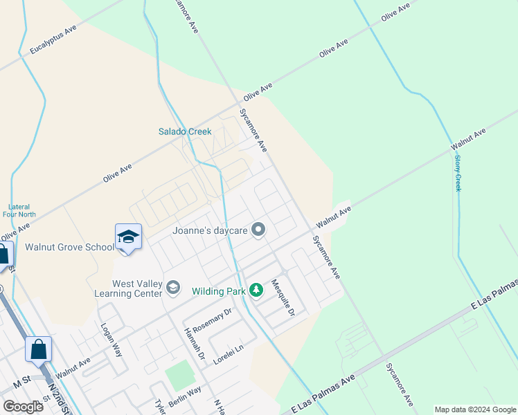 map of restaurants, bars, coffee shops, grocery stores, and more near 641 Mansfield Dr in Patterson