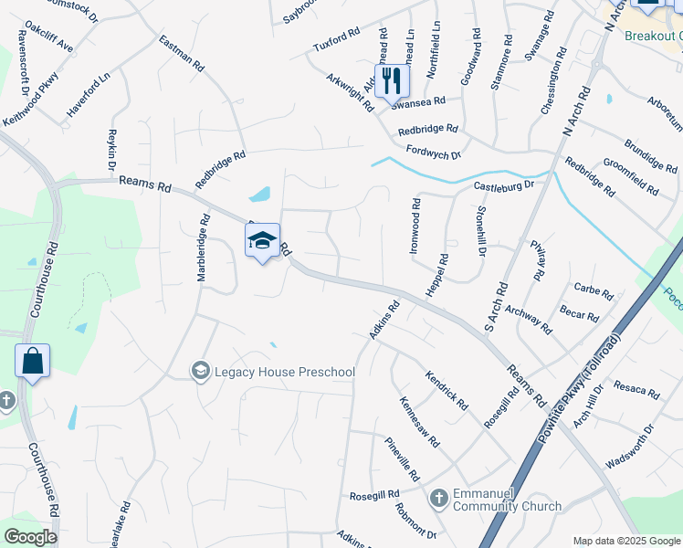 map of restaurants, bars, coffee shops, grocery stores, and more near 9964 Reams Road in Richmond