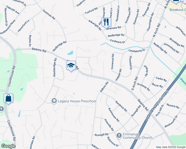 map of restaurants, bars, coffee shops, grocery stores, and more near 9964 Reams Road in Richmond