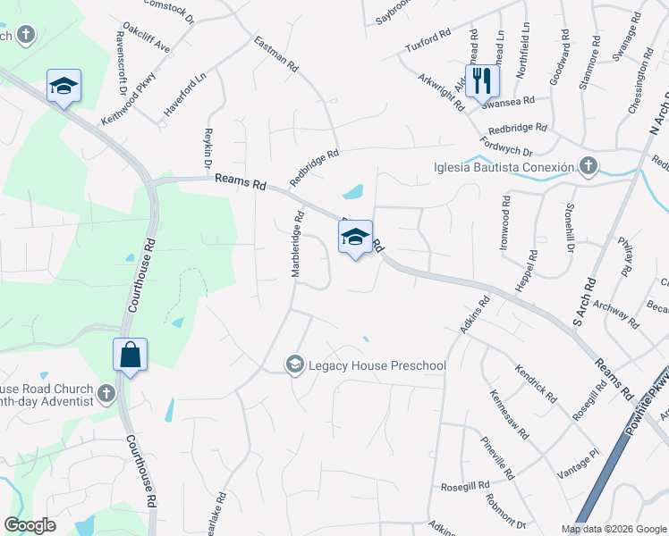 map of restaurants, bars, coffee shops, grocery stores, and more near 325 Brickland Road in Richmond