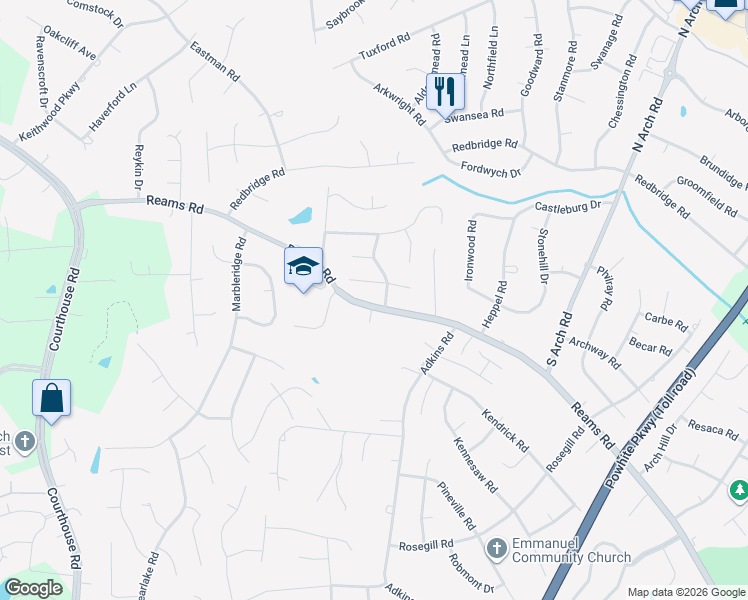 map of restaurants, bars, coffee shops, grocery stores, and more near 10006 Reams Road in Richmond