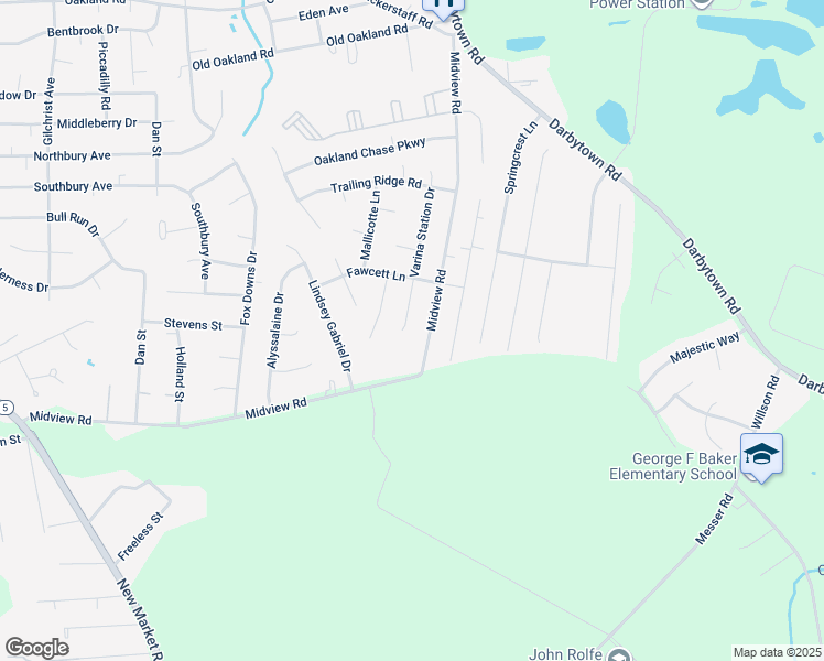 map of restaurants, bars, coffee shops, grocery stores, and more near 6523 Varina Station Drive in Richmond