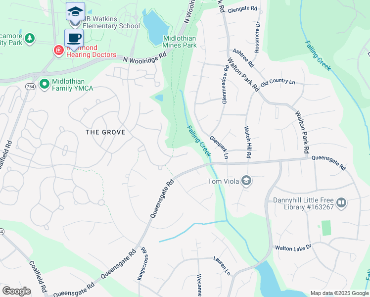 map of restaurants, bars, coffee shops, grocery stores, and more near 13419 Tipple Point Road in Midlothian