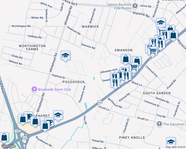map of restaurants, bars, coffee shops, grocery stores, and more near 5815 Ullswater Avenue in Richmond