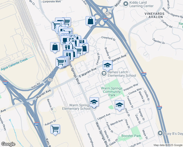 map of restaurants, bars, coffee shops, grocery stores, and more near 181 Shaniko Common in Fremont
