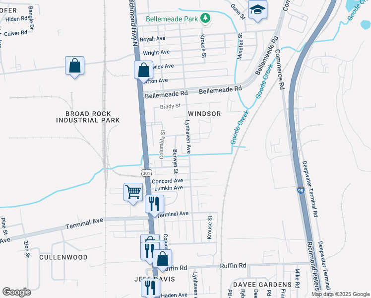 map of restaurants, bars, coffee shops, grocery stores, and more near 2401 Lynhaven Avenue in Richmond