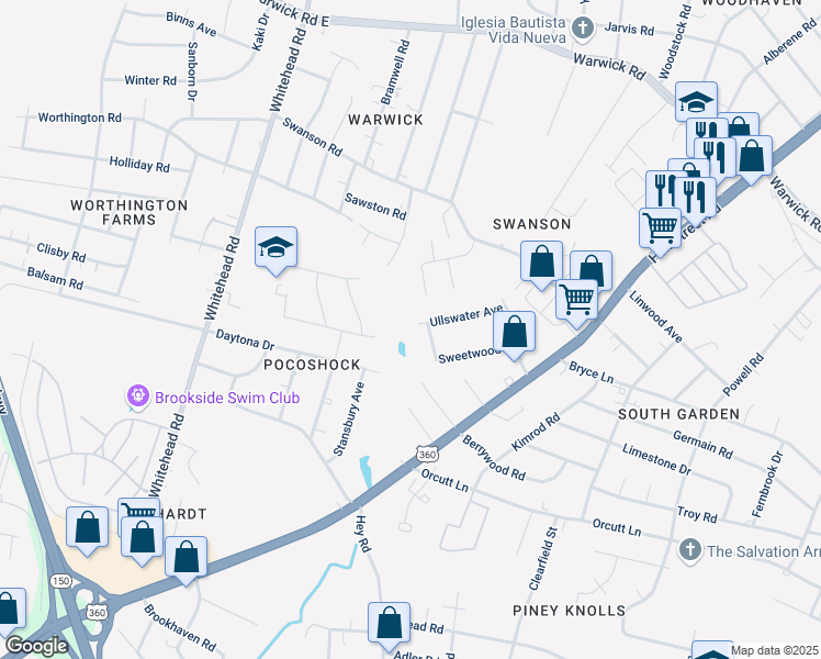 map of restaurants, bars, coffee shops, grocery stores, and more near 5815 Ullswater Avenue in Richmond