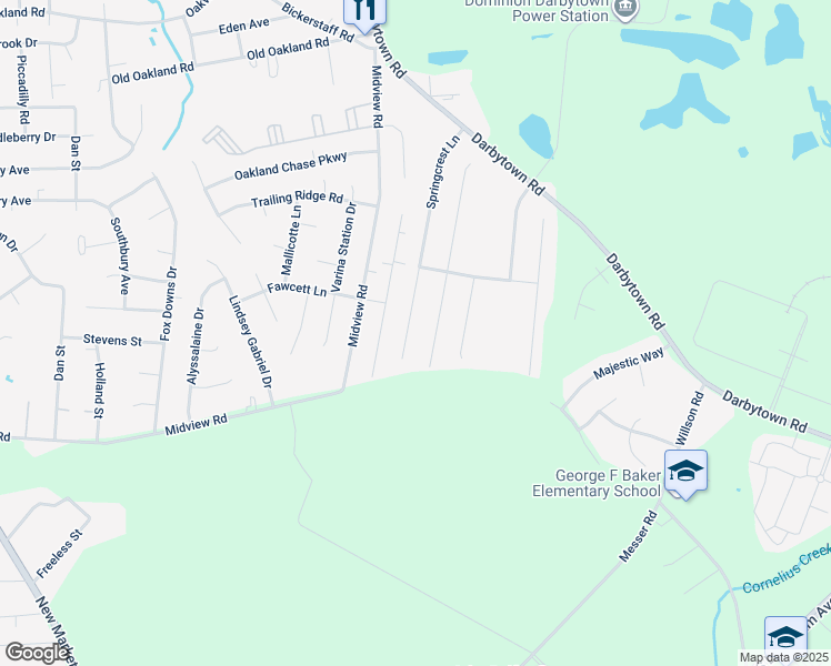 map of restaurants, bars, coffee shops, grocery stores, and more near 6445 Springcrest Lane in Richmond