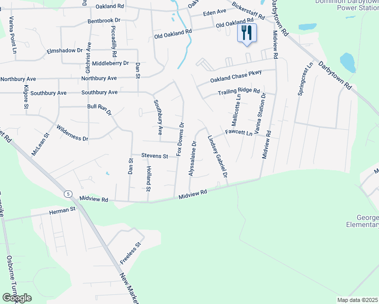 map of restaurants, bars, coffee shops, grocery stores, and more near 6832 Alyssalaine Drive in Richmond