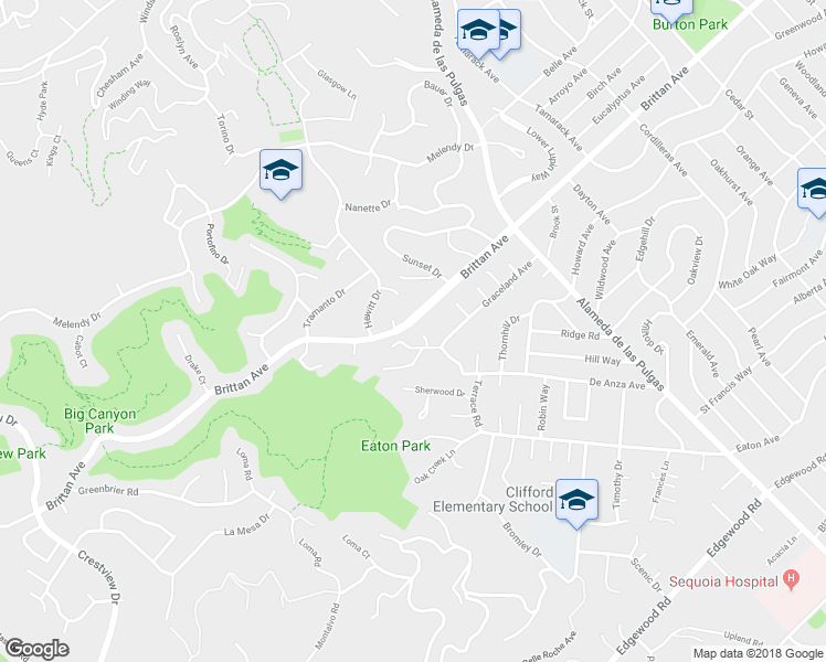 map of restaurants, bars, coffee shops, grocery stores, and more near 9 Sara Lane in San Carlos