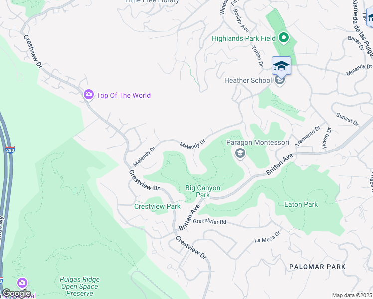 map of restaurants, bars, coffee shops, grocery stores, and more near 3309 Melendy Drive in San Carlos
