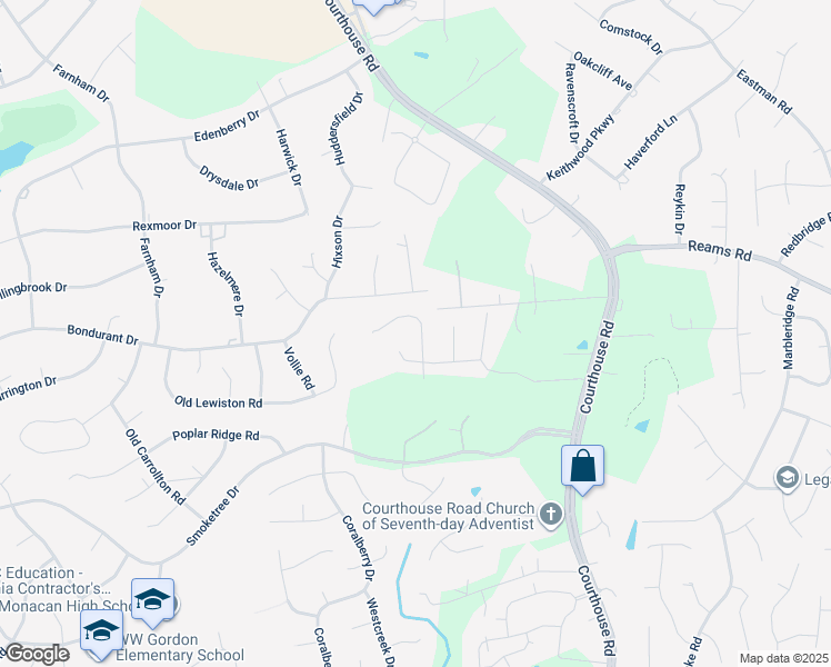 map of restaurants, bars, coffee shops, grocery stores, and more near 212 Twin Crest Drive in Chesterfield County