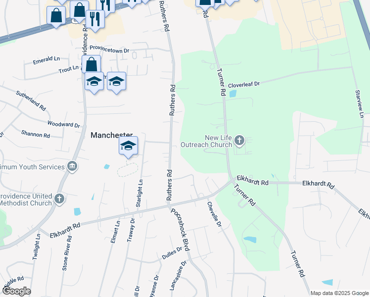 map of restaurants, bars, coffee shops, grocery stores, and more near 901 Ruthers Road in Richmond