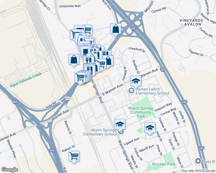 map of restaurants, bars, coffee shops, grocery stores, and more near 181 Shaniko Common in Fremont