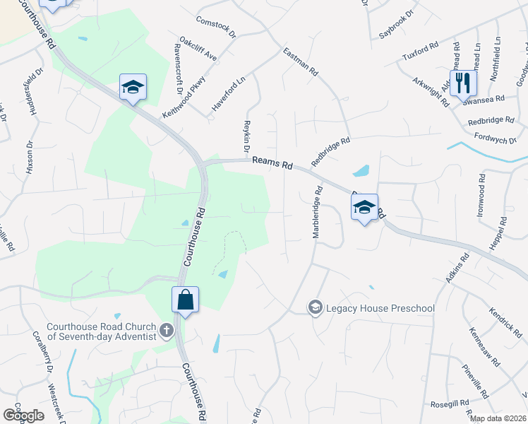map of restaurants, bars, coffee shops, grocery stores, and more near 302 Monath Road in Richmond