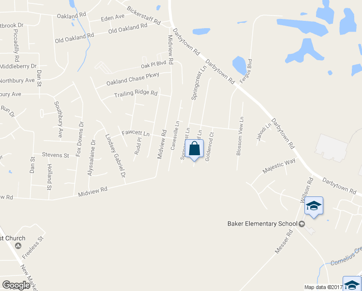 map of restaurants, bars, coffee shops, grocery stores, and more near 6436 Springcrest Lane in Richmond