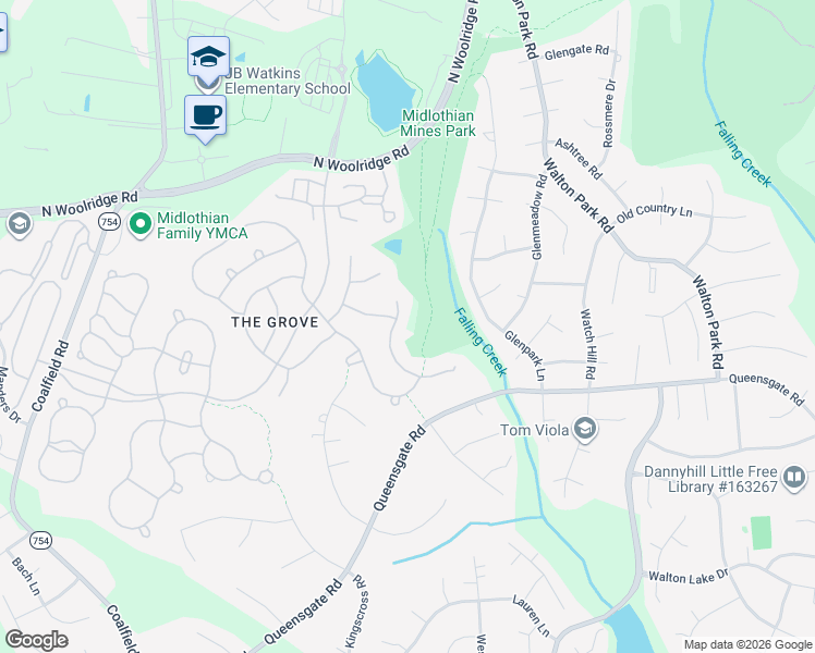 map of restaurants, bars, coffee shops, grocery stores, and more near 13319 Tipple Point Road in Midlothian