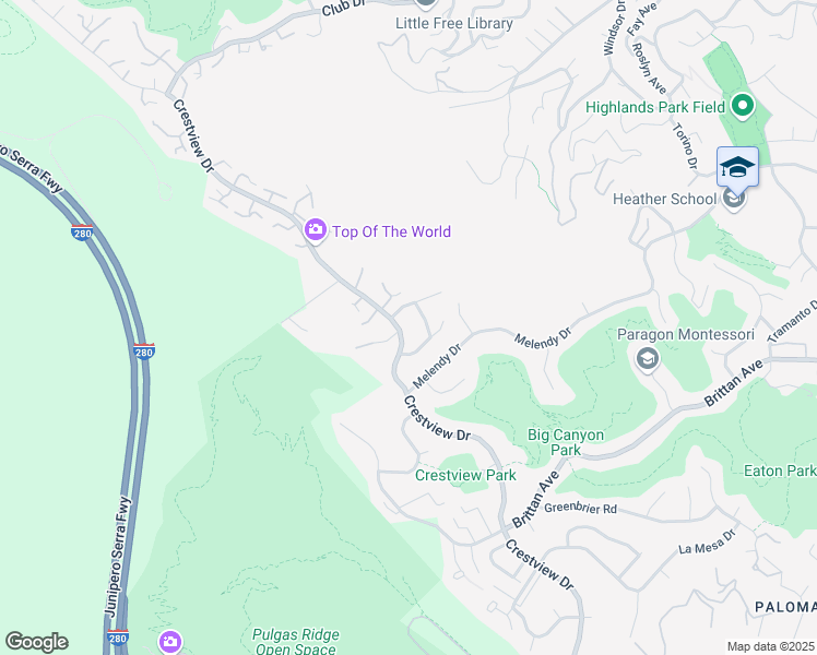 map of restaurants, bars, coffee shops, grocery stores, and more near 783 Crestview Drive in San Carlos