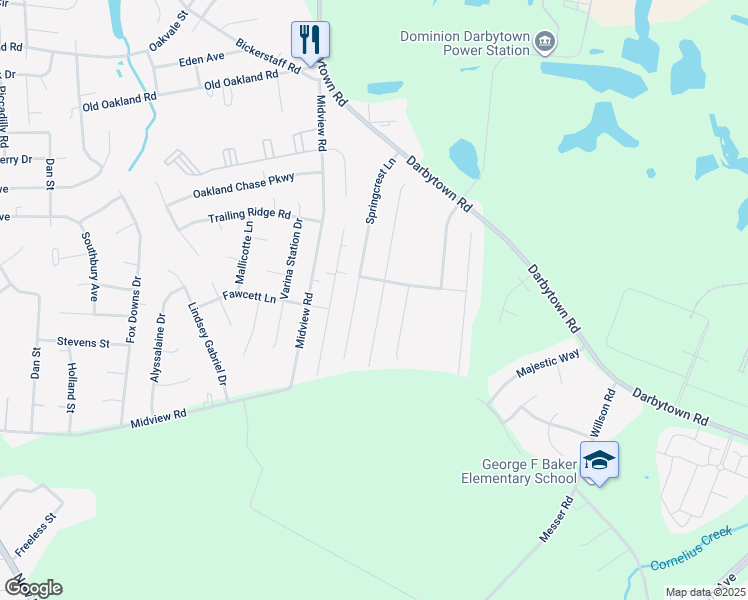 map of restaurants, bars, coffee shops, grocery stores, and more near 6412 Dawnfield Lane in Henrico