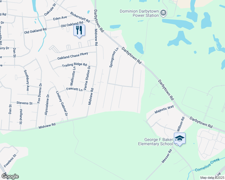 map of restaurants, bars, coffee shops, grocery stores, and more near 6412 Dawnfield Lane in Henrico