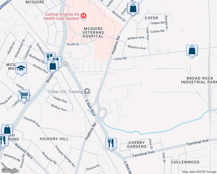 map of restaurants, bars, coffee shops, grocery stores, and more near 3334 Shaw Lane in Richmond