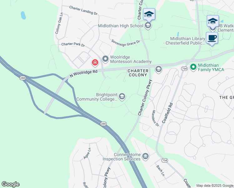 map of restaurants, bars, coffee shops, grocery stores, and more near in Midlothian