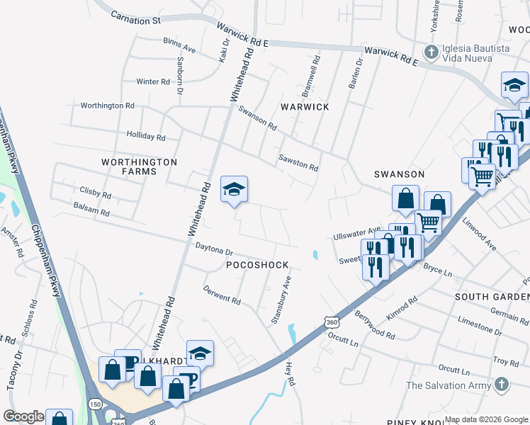 map of restaurants, bars, coffee shops, grocery stores, and more near 6006 Coniston Avenue in Richmond