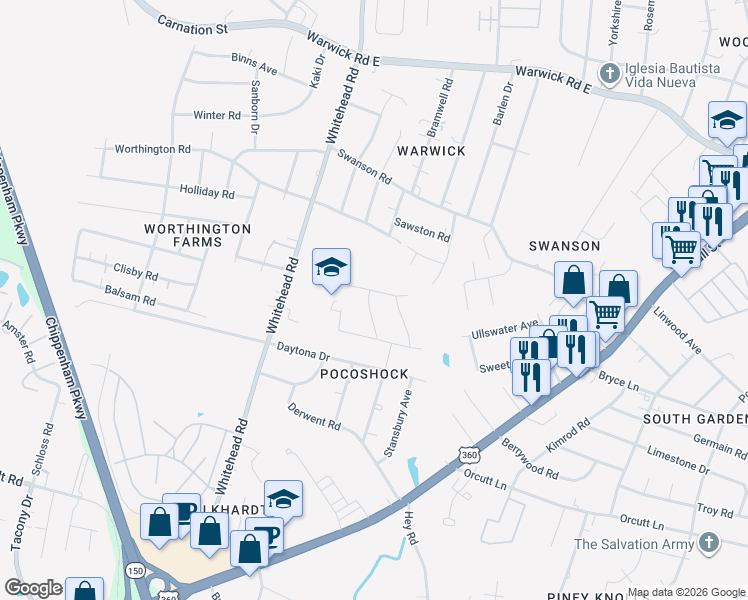 map of restaurants, bars, coffee shops, grocery stores, and more near 6006 Coniston Avenue in Richmond