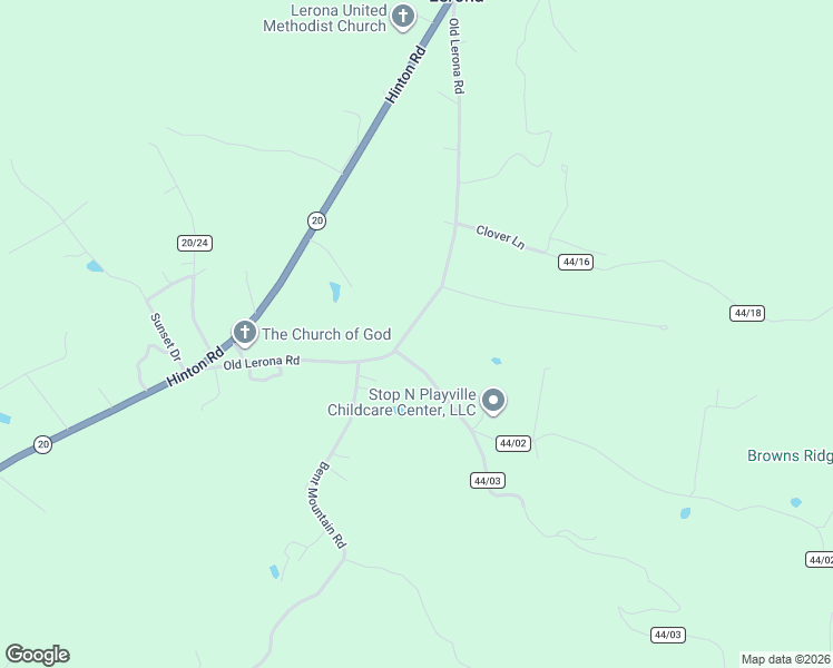 map of restaurants, bars, coffee shops, grocery stores, and more near 624 Old Lerona Road in Lerona