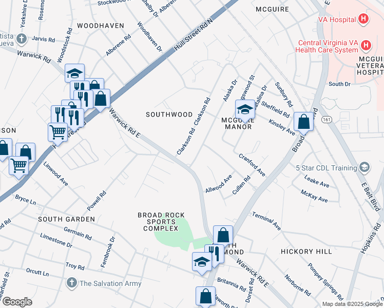 map of restaurants, bars, coffee shops, grocery stores, and more near 1824 Alaska Drive in Richmond