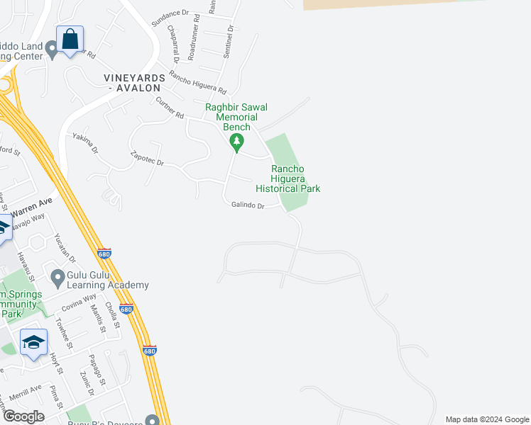 map of restaurants, bars, coffee shops, grocery stores, and more near 47375 Galindo Drive in Fremont