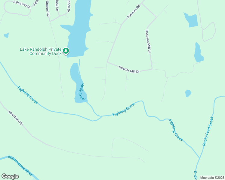 map of restaurants, bars, coffee shops, grocery stores, and more near 1385 Palmore Road in Powhatan