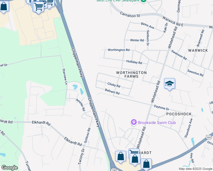 map of restaurants, bars, coffee shops, grocery stores, and more near 6525 Clisby Road in Richmond